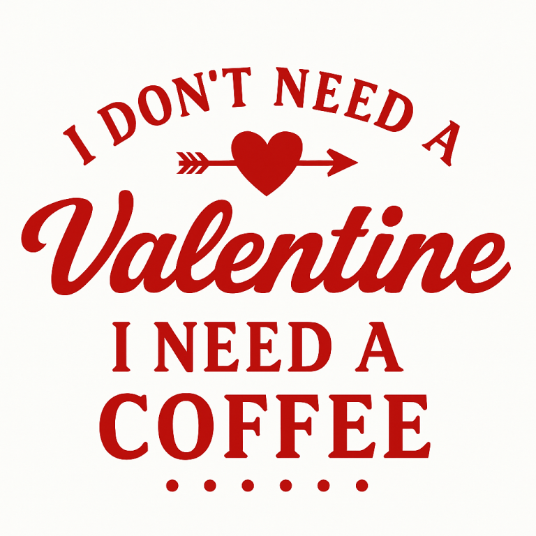 Coffee Valentine SVG, I Don't Need A Valentine SVG, Funny Valentine Svg, Coffee Shirts Svg, Gift for mom Svg, PNG Cut Files Sublimation