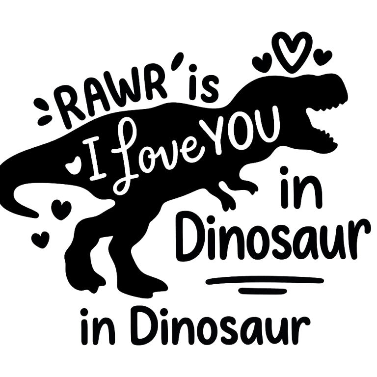 Dinosaur Valentine SVG: "I Love You" Design (Digital Download)
