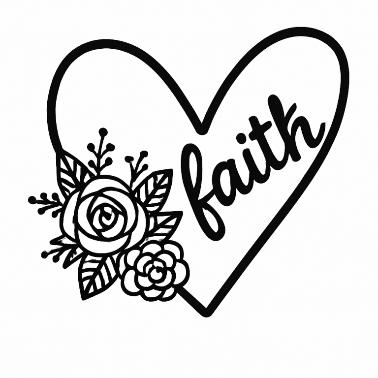 Faith Rose Heart SVG: Floral Cut Files for Cricut (Digital Download)