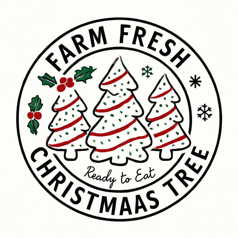 Farm Fresh Christmas Tree Cakes Svg, Christmas Cake Svg, Christmas gift idea, Merry Christmas Svg, png dxf Cut Files Cricut Silhouette