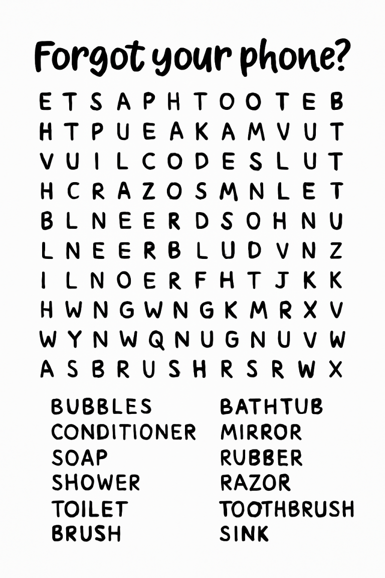 Forget Your Phone Bathroom Word Search svg, Bathroom Sign SVG, Bathroom svg, dxf,png instant download, Forget Your Phone svg, Bathroom Decor