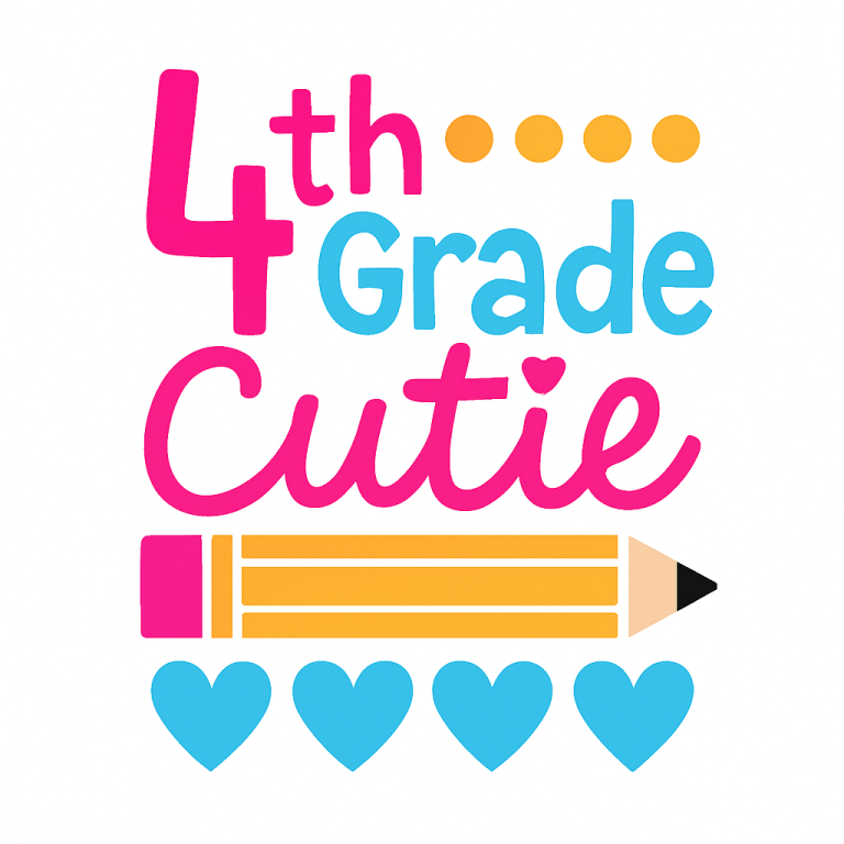 Fourth Grade Cutie SVG: Hello School, Teacher Shirt (Cut Files)