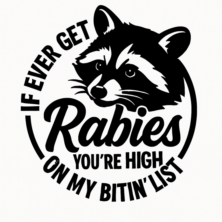 Funny Raccoon Vintage Design: Rabies Biting List PNG SVG, Cricut, Png, Svg, If I Ever Get Rabies, Racoon Png, Raccoon Svg, Funny Shirt Png