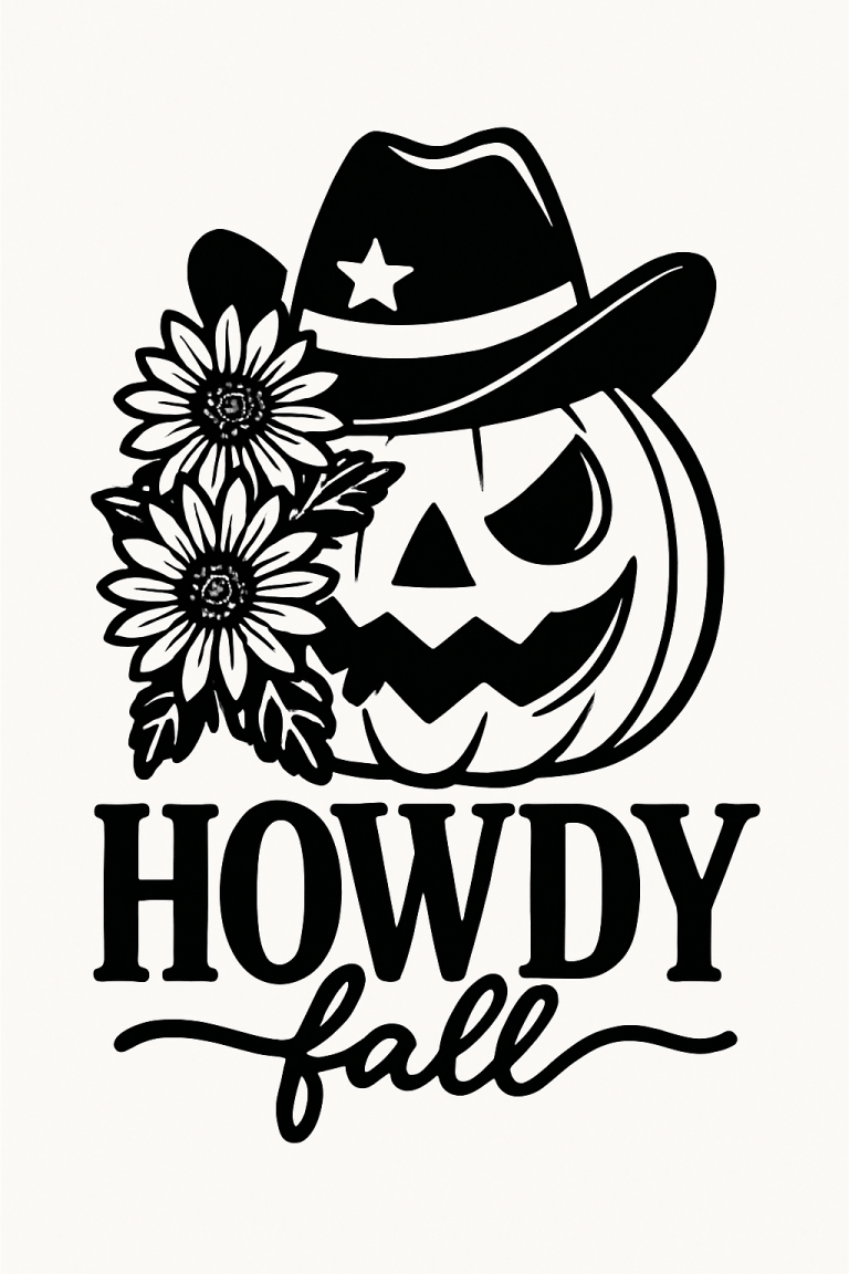 Howdy Fall PNG SVG, Western Halloween Shirt SVG, Fall Pumpkin Svg, Coyboy Costume Halloween, Cut files for Cricut, Sublimation Design