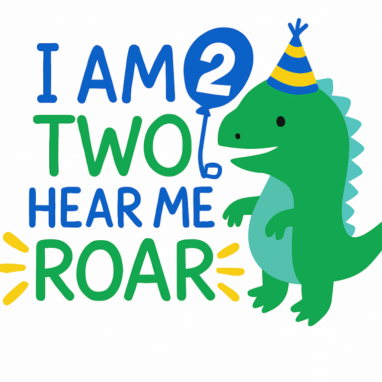 I Am Two Dinosaur Birthday SVG: T-Rex Dino Cut File (Digital Download)