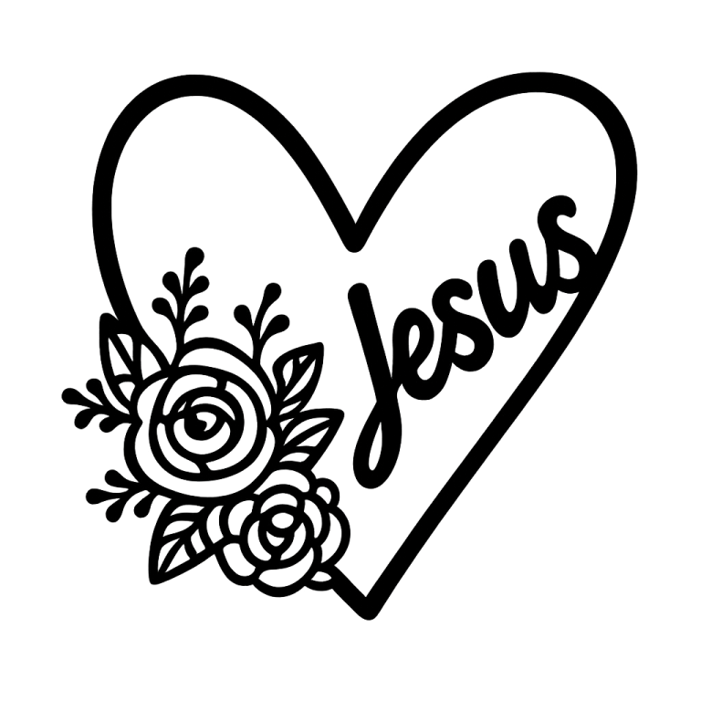 Jesus Rose Heart SVG: Floral Cut Files for Cricut (Digital Download)