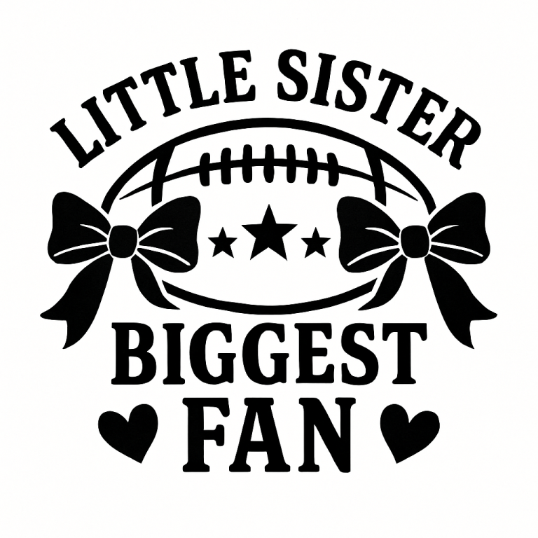 Little Sister Biggest Fan Svg, Png, Eps, Pdf Files, Little Sister Football, Sister Football Svg, Girl Football Shirt Svg, Football Fan Svg