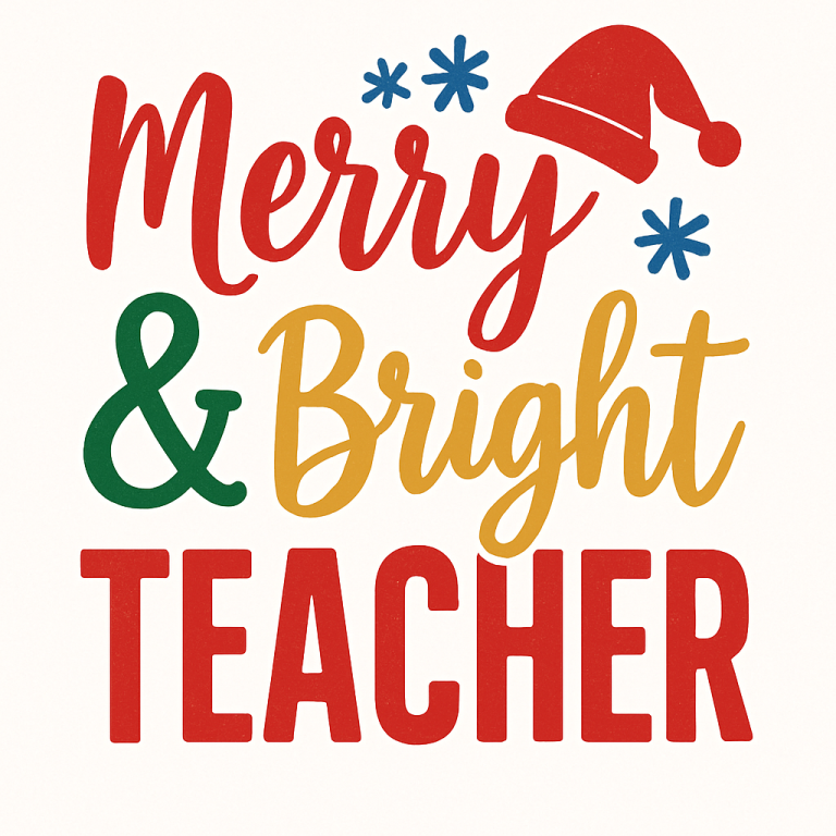 Merry & Bright Teacher Svg, Png, Eps, Pdf