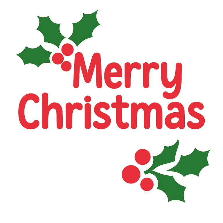 Merry Christmas SVG: Mistletoe & Snowflakes (Digital Files)