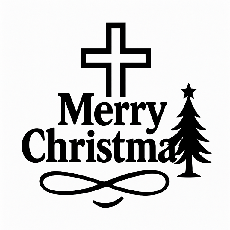 Merry Christmas SVG PNG: Christian Cross Clipart - Cricut Silhouette, Digital Download