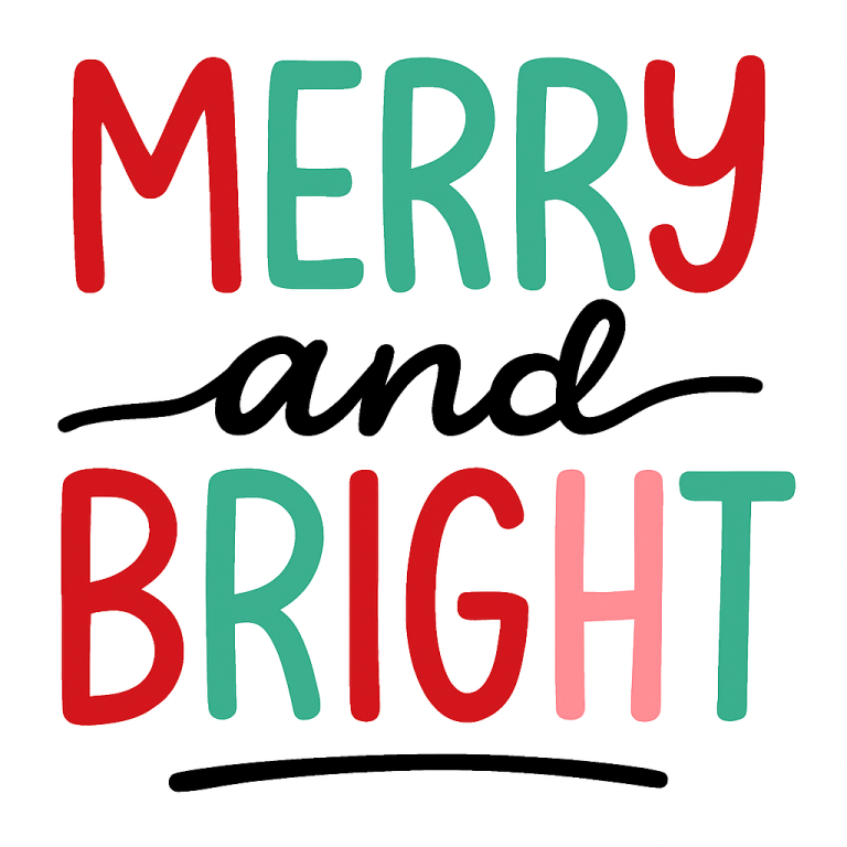 Merry and Bright Christmas SVG Cut File (Digital Download)