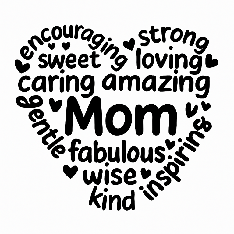 Mom Heart SVG: Mother's Day Typography Cut Files (Digital Download)