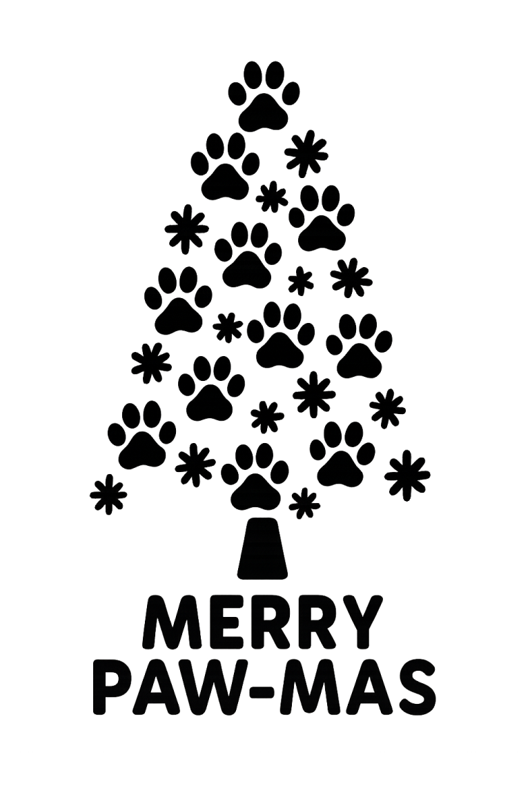Paw Print Christmas Tree SVG: Winter Holiday Cut File
