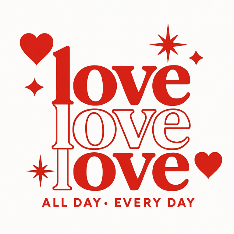 Retro Valentine SVG: Love All Day Design (Digital Download)