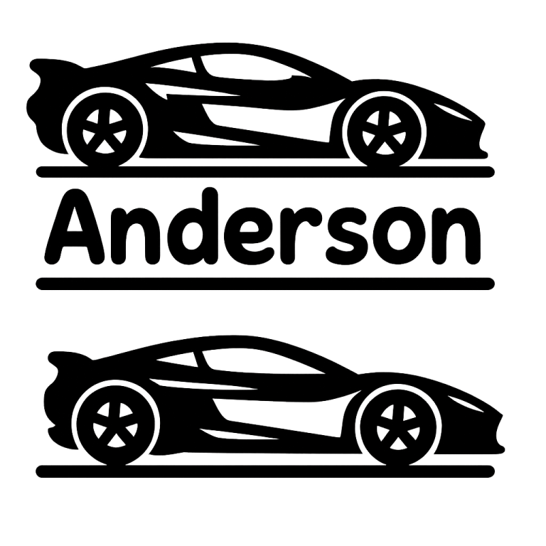 Sports Car Split Monogram SVG: Racing Car Clipart (Digital Files)