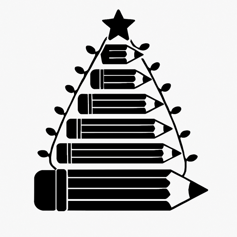 Teacher Christmas Svg, Pencils Tree Light Png, Teacher Christmas Gift, School Christmas Png, Merry Christmas, Sublimation, Cricut, Png, Svg.