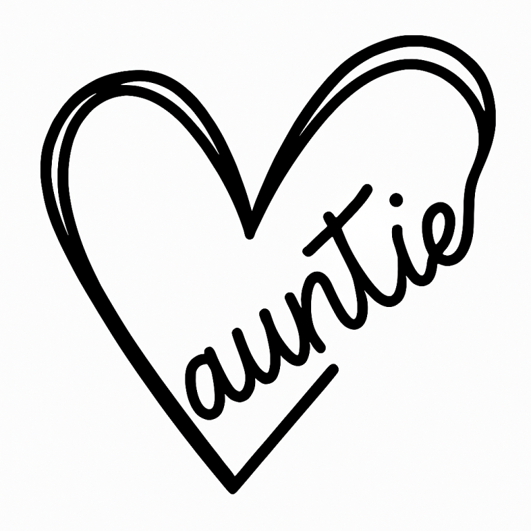 Auntie Heart - Instant Digital Download - svg, png, dxf, and eps files included! Gift Idea, Hand Drawn Heart