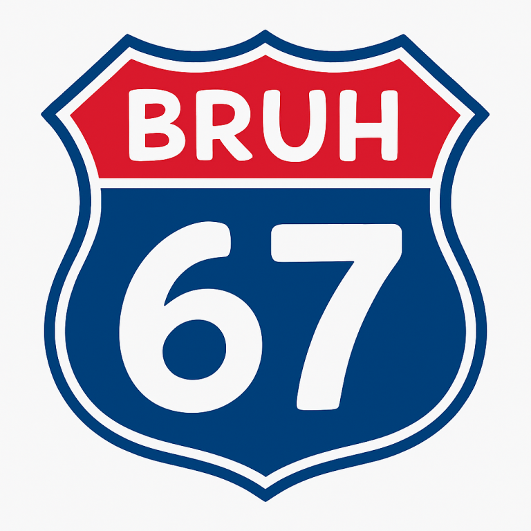 Bruh 67 SVG PNG: Route Sign Six Seven Meme Highway Shield Design (Digital Download)