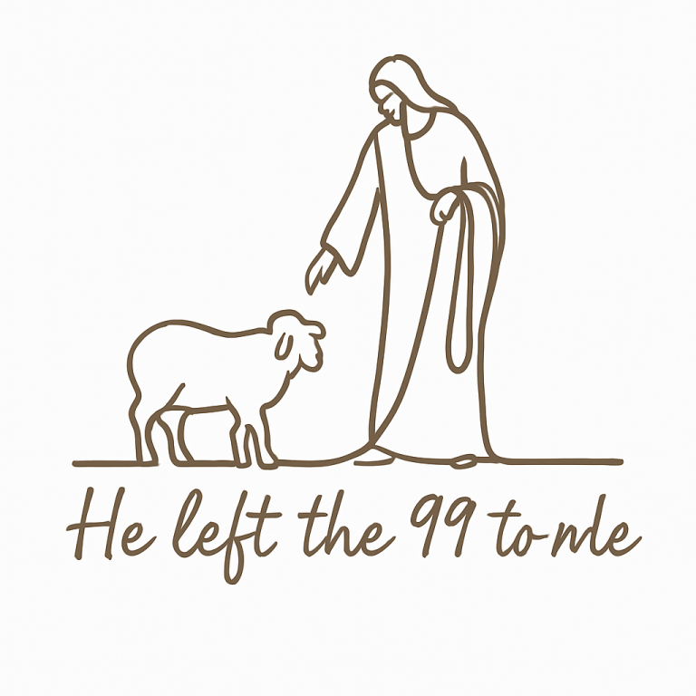 Christian Minimal Line Art PNG | He Left the 99 to Find Me | Bible Verse Faith SVG for T-Shirts, Mugs, Wall Art