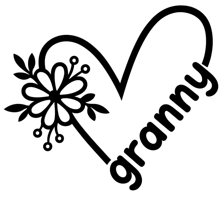 Granny Flower Heart - Instant Digital Download - svg, png, dxf, and eps files included! Gift Idea, Mother's Day, Floral