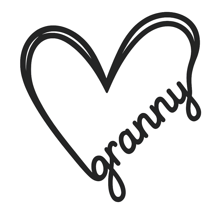 Granny Heart - Instant Digital Download - svg, png, dxf, and eps files included! Gift Idea, Mother's Day, Hand Drawn Heart