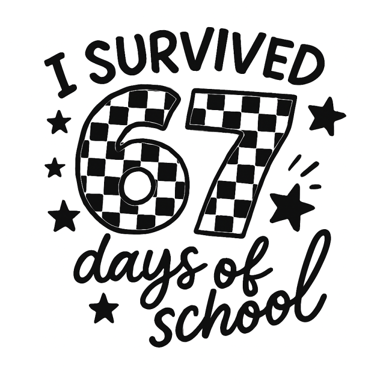 I Survived 67 Days of School, PNG, SVG, Set of Two – Funny Student, End of School Year Meme, Teacher Gift, Retro Humor Digital