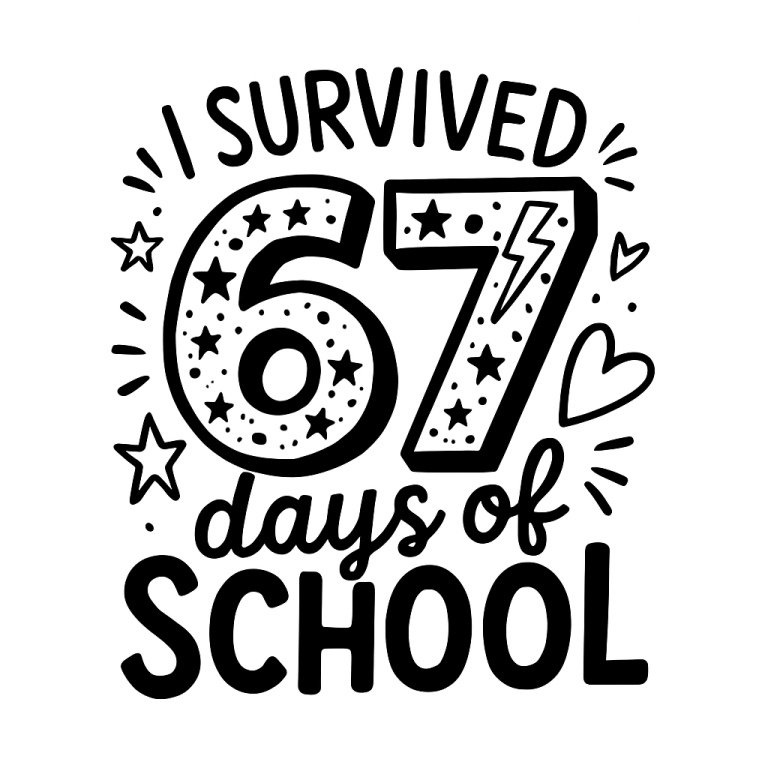 I Survived 67 Days of School SVG PNG,Funny School Milestone Shirt Svg,Funny Teacher Student Meme,Trending School Meme,6 7 Camo PNG,Cricut