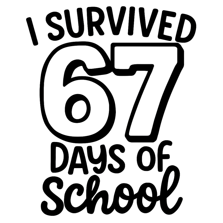 I Survived 67 Days of School Svg Png, 67 Checkered Svg, Funny Student PNG,67 Trendy Svg, School Six Seven,Funny 6 7 Meme hands svg, 67
