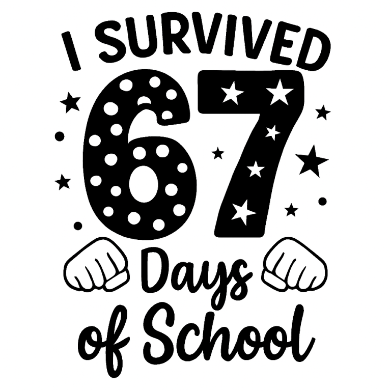 I Survived 67 six seven Days of School svg png, 67 Checkered Svg, School Six Seven, Funny Student PNG,funny 6 7 Meme hands svg,67 Trendy Svg