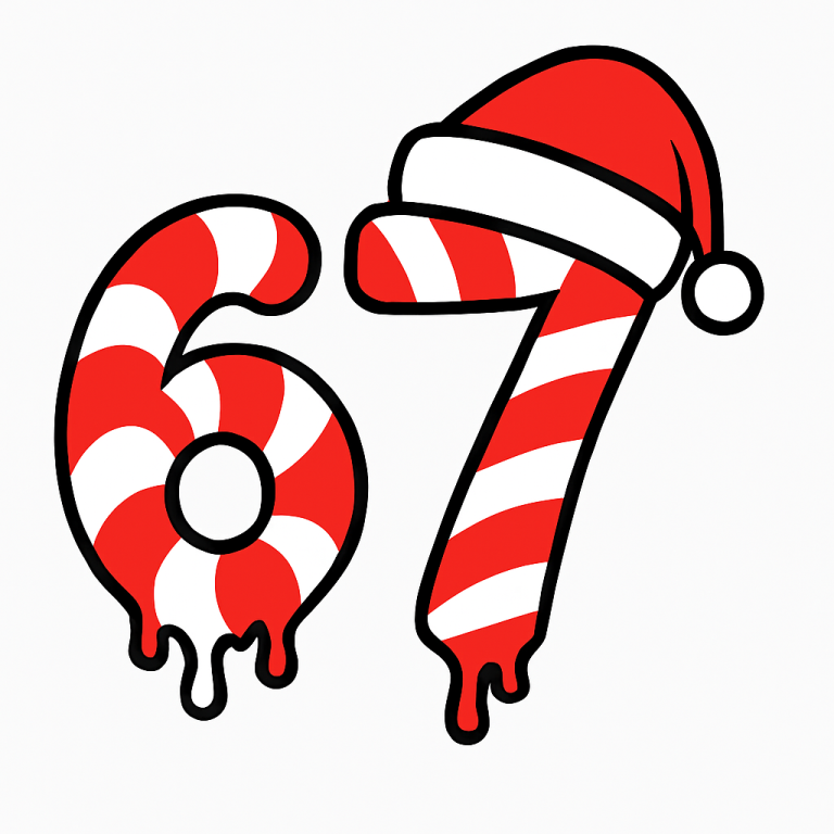 Melting Candy Cane 67 Christmas svg png,Trendy Christmas 67 Candy Cane svg,Six Seven Christmas svg,Santa Hat Holiday ,Viral Meme svg,cricut