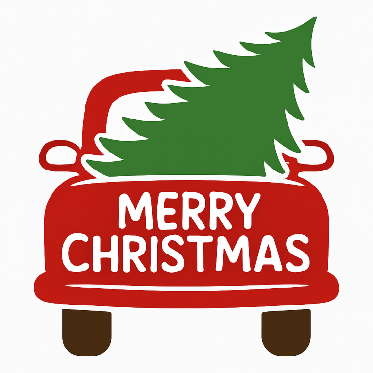 Merry Christmas Truck & Tree - Instant Digital Download - svg, png, dxf, and eps files included! Back of Truck, Christmas Tree