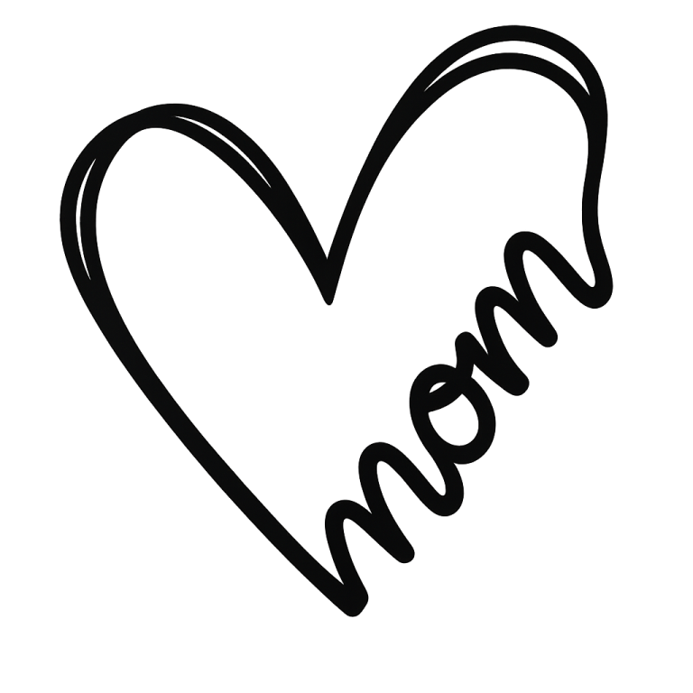 Mom Heart - Instant Digital Download - svg, png, dxf, and eps files included! Gift Idea, Mother's Day, Hand Drawn Heart