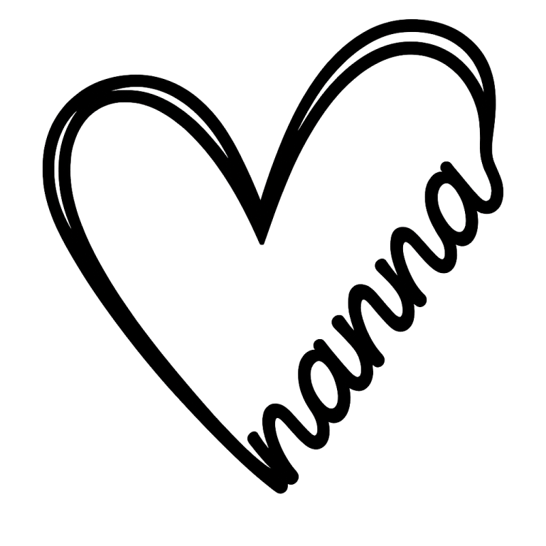 Nanna Heart - Instant Digital Download - svg, png, dxf, and eps files included! Gift Idea, Mother's Day, Hand Drawn Heart