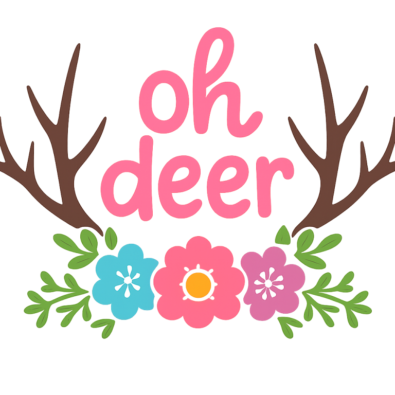 Oh Deer - Instant Digital Download - svg, png, dxf, and eps files included! Floral, Deer Antlers, Girl, Flowers