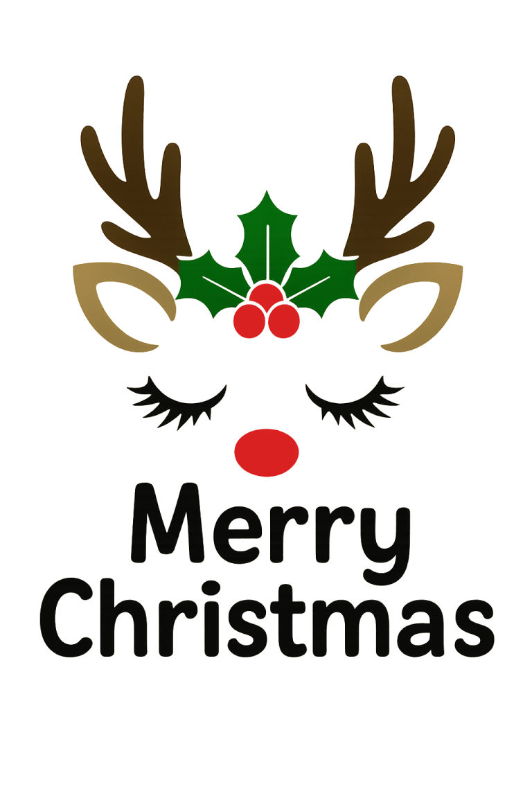 Reindeer with Holly - Instant Digital Download - svg, png, dxf, and eps files included! - Christmas, Reindeer Face, Antlers, Girl
