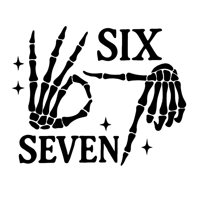 Six Seven 6 7 Meme Funny Skeleton Hands svg, Halloween Bones Clipart, Digital Download