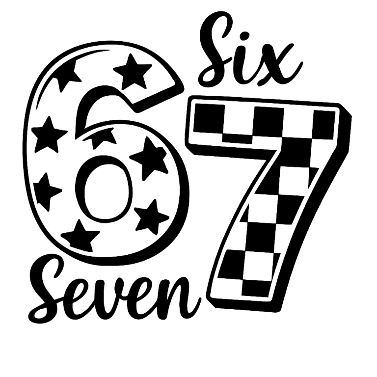 Six Seven 67 PNG SVG Cut File, Funny Viral Meme 67 Svg for Cricut Silhouette, Gen Alpha Trendy Printable Png for Shirts Mugs Crafts