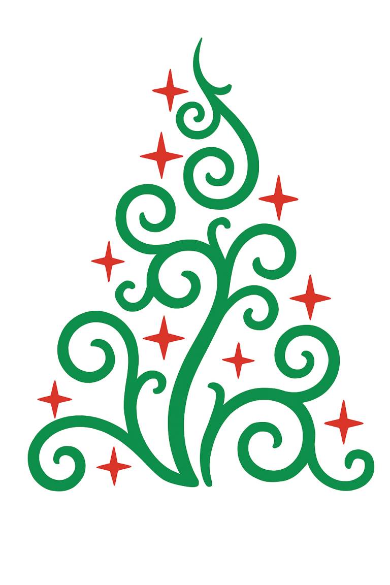 Swirly Christmas Tree - Instant Digital Download - svg, png, dxf, and eps files included! Winter, Pine Tree, Ornaments
