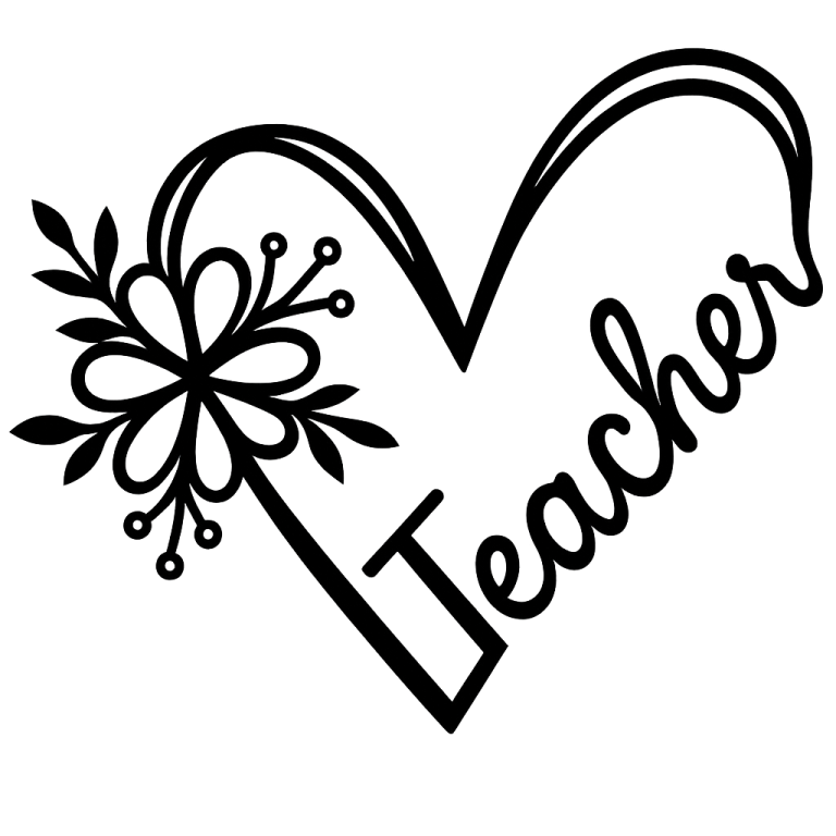 Teacher Flower Heart - Instant Digital Download - svg, png, dxf, and eps files included! Gift Idea, Floral